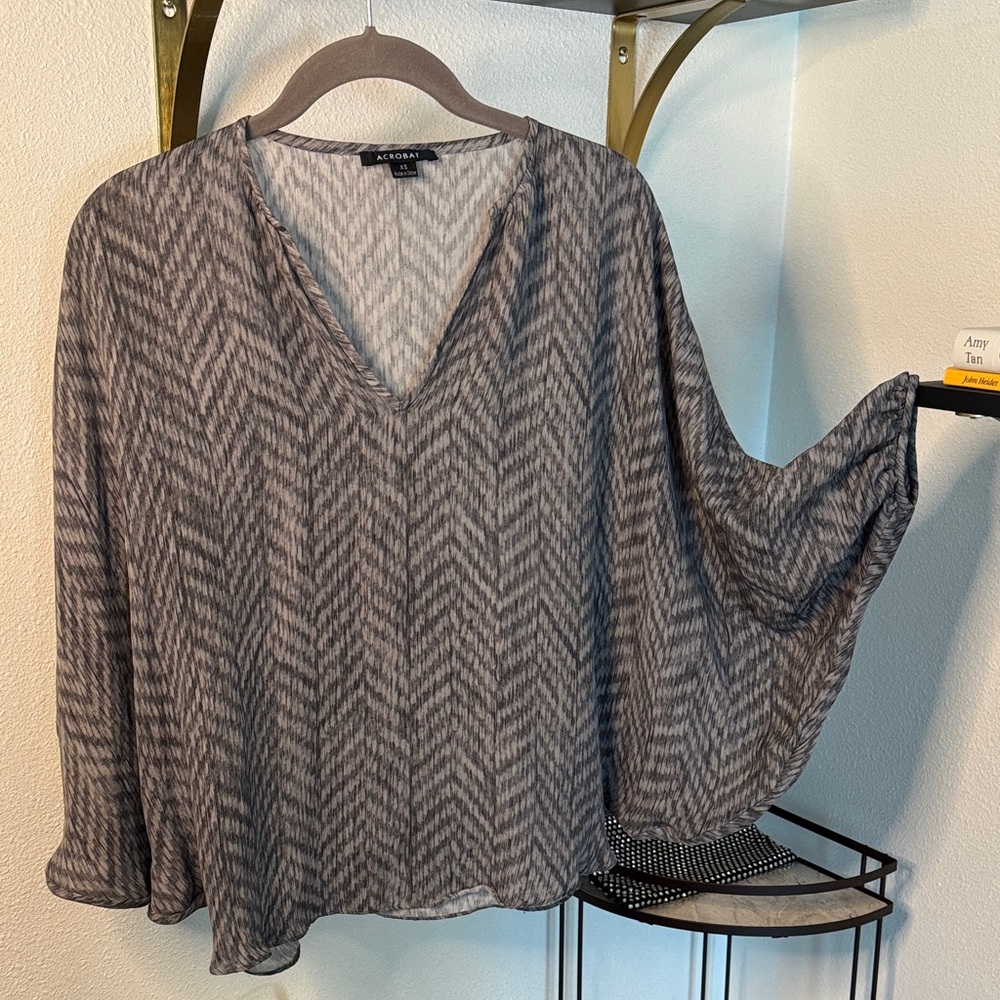 Acrobat Gray and Black Chevron Blouse
